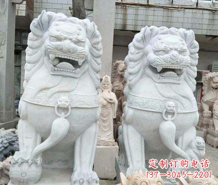 聊城企业景观大理石狮子石雕 (3)