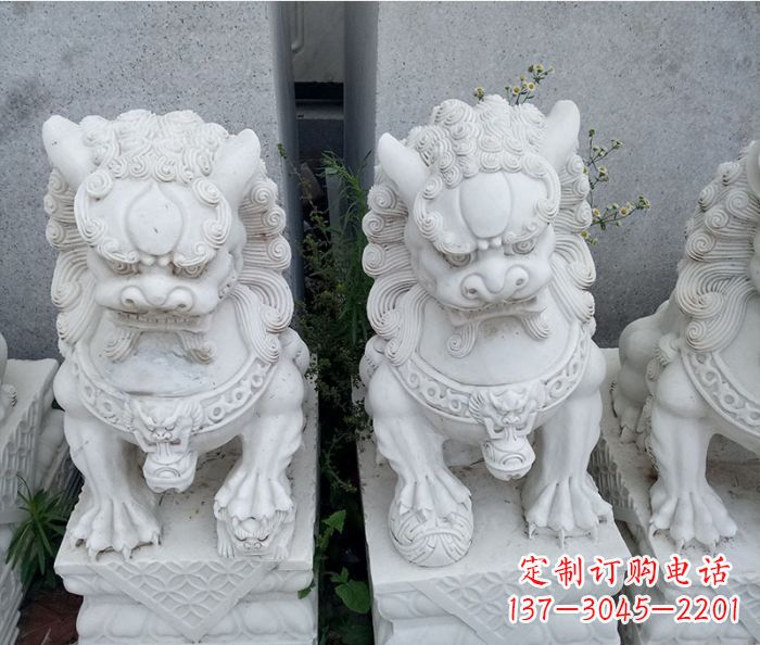 聊城企业景观大理石狮子石雕 (5)