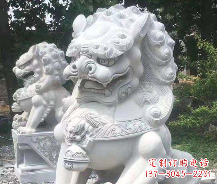 聊城企业景观大理石狮子石雕 (4)