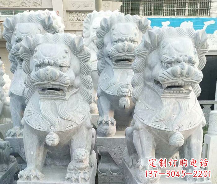 聊城企业景观大理石狮子石雕 (8)