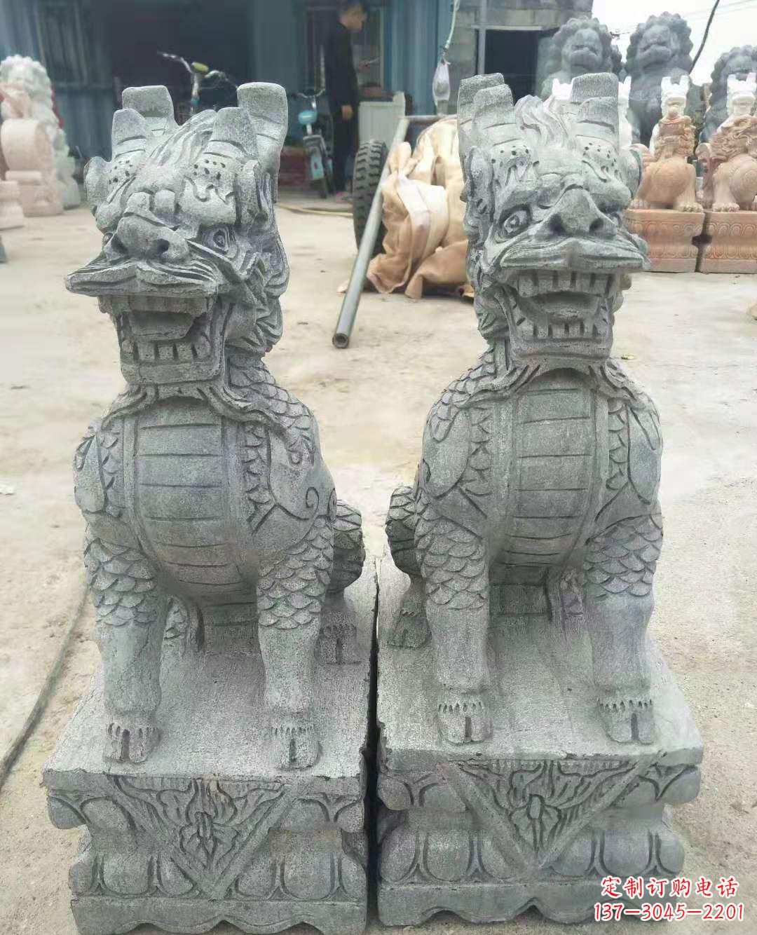 聊城古典雅致的麒麟石雕
