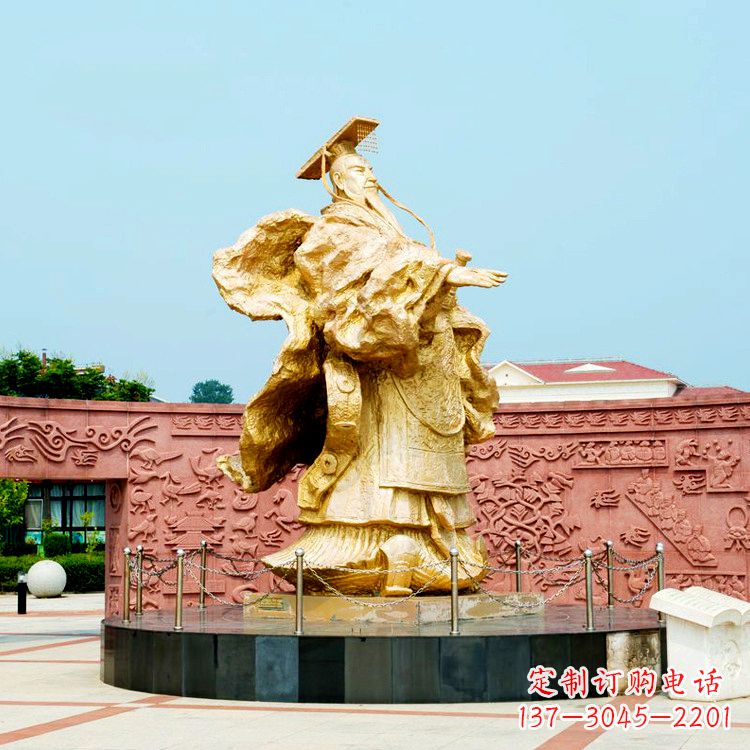 聊城中领雕塑:秦始皇鎏金铜雕塑像