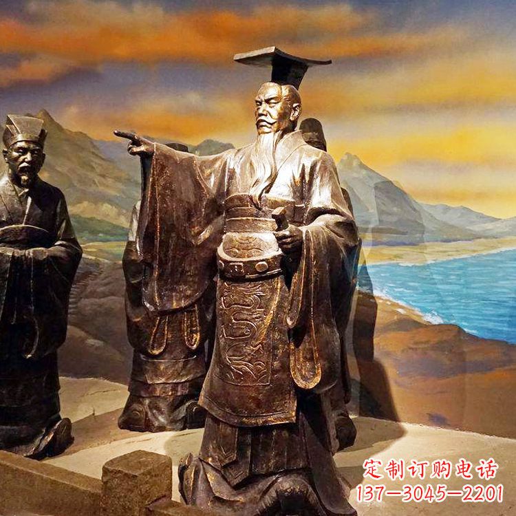 聊城中领雕塑-精美秦始皇大型铜雕像