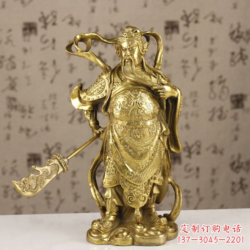 聊城中领雕塑|关羽铜像:令人惊叹的纯黄铜武财神