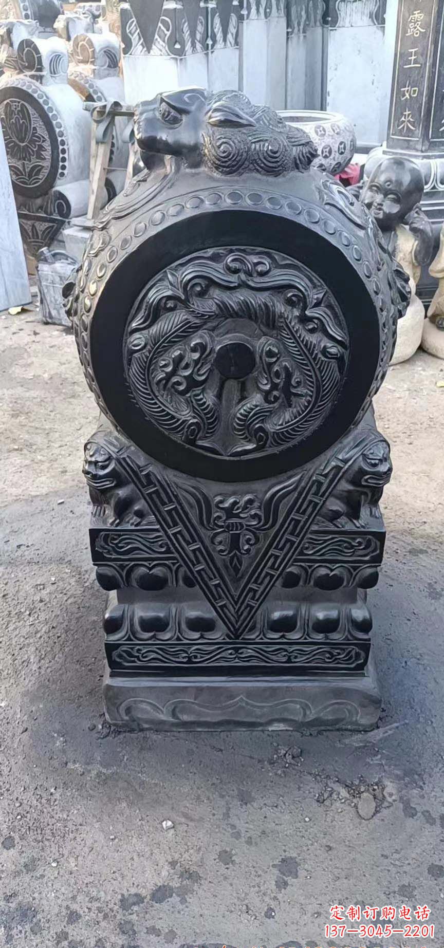 聊城青石抱鼓石门墩石雕
