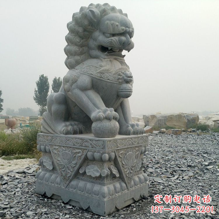 聊城青石北京狮子雕塑,雕刻传承千古之魅力