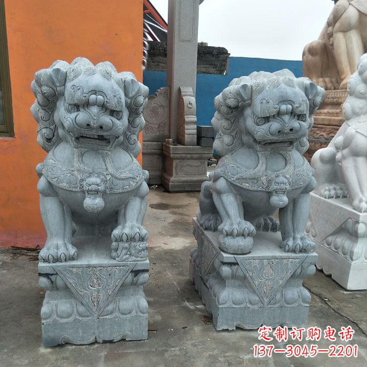 聊城精美的青石北京小狮子雕塑