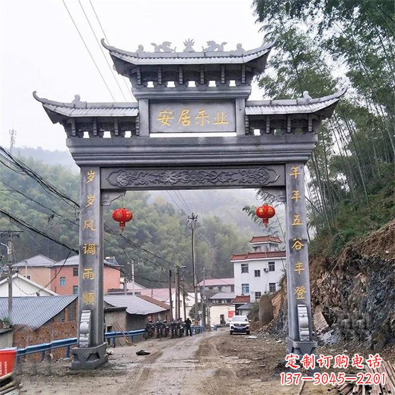 聊城青石单门石牌坊——精美传承中国传统文化雕塑
