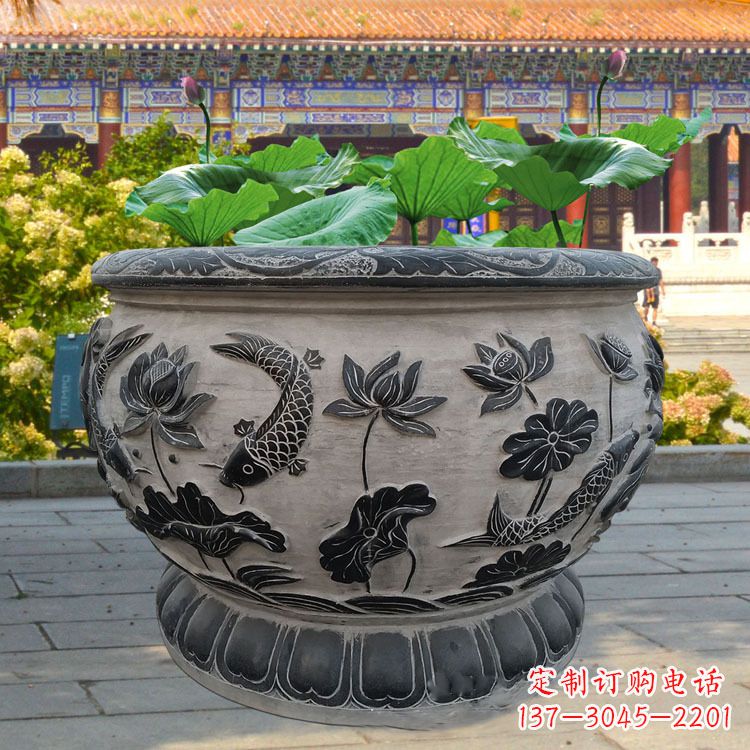 聊城精美绝伦的青石鱼缸雕塑