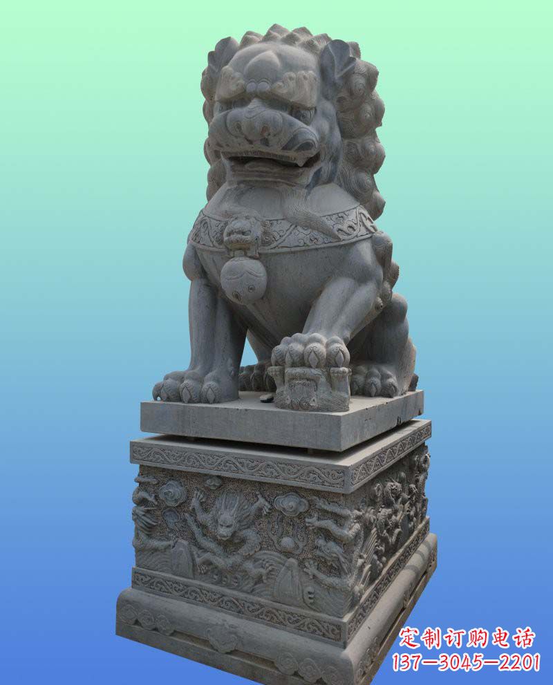 聊城传统工艺与现代美感完美结合的青石狮子雕塑