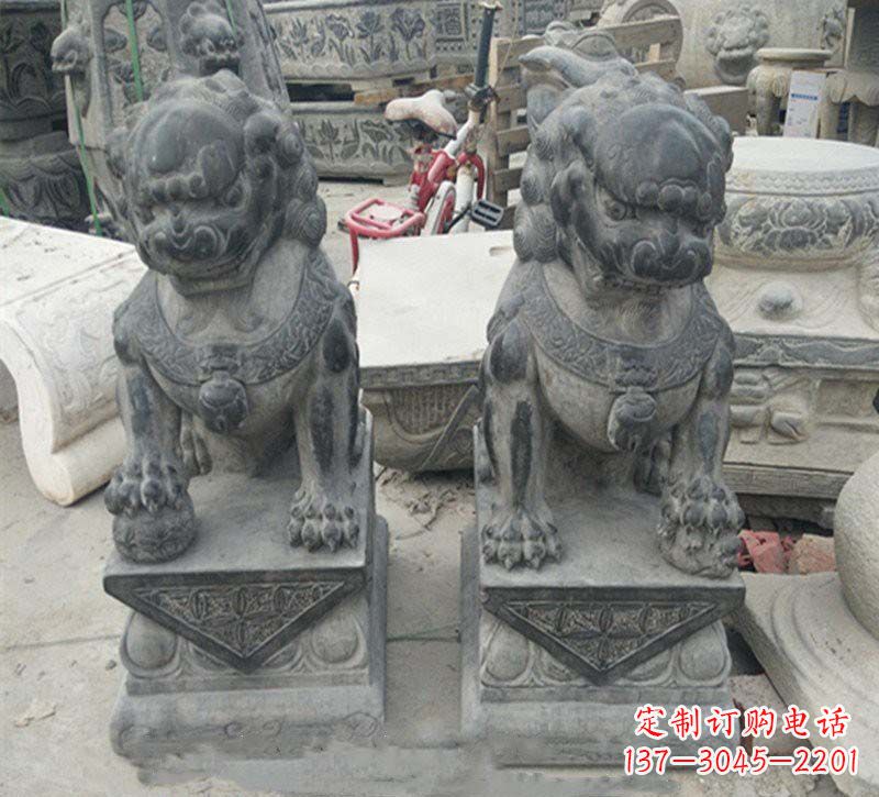 聊城传承传统,精致青石狮子雕塑