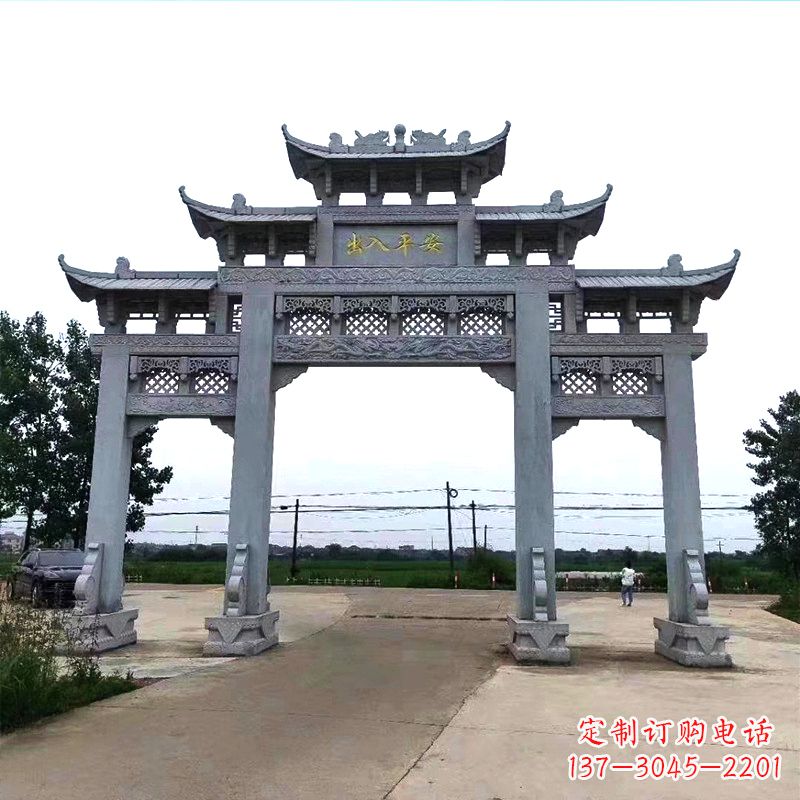 聊城青石仿古农村牌坊雕塑