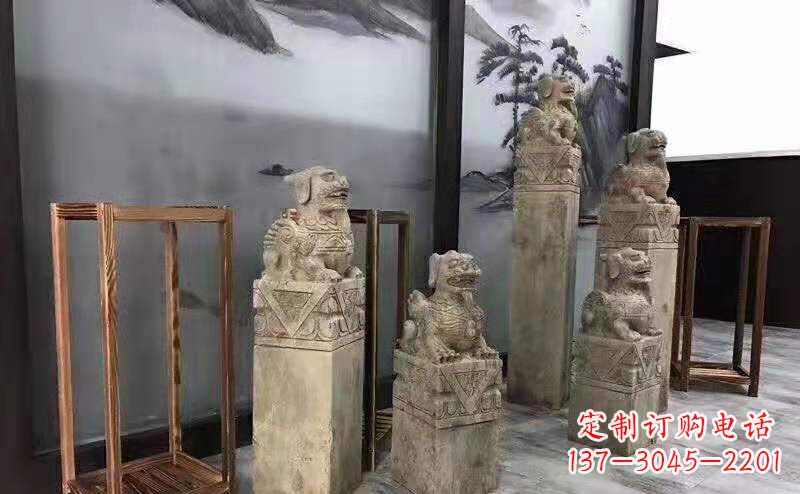 聊城青石仿古神兽拴马桩雕塑驮庭院园林景观石雕