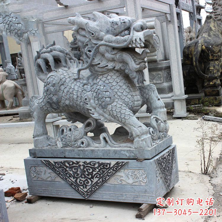聊城青石仿古石雕麒麟