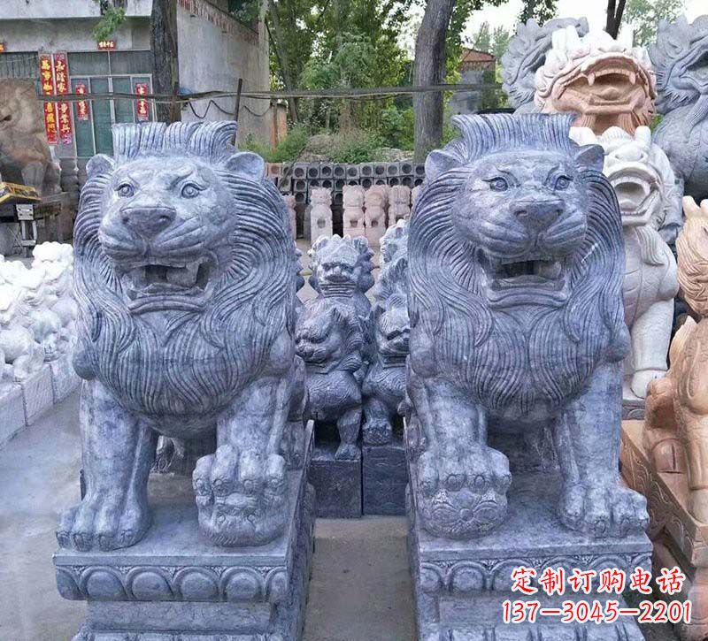 聊城青石仿古西洋狮子石雕,典雅大气