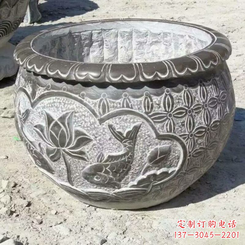 聊城精致青石浮雕水缸,为您打造精美绝伦的定制雕塑