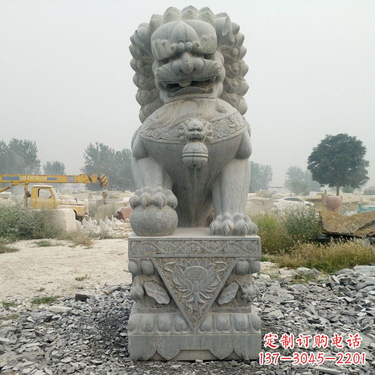 聊城完美雕刻,精美青石狮子雕塑