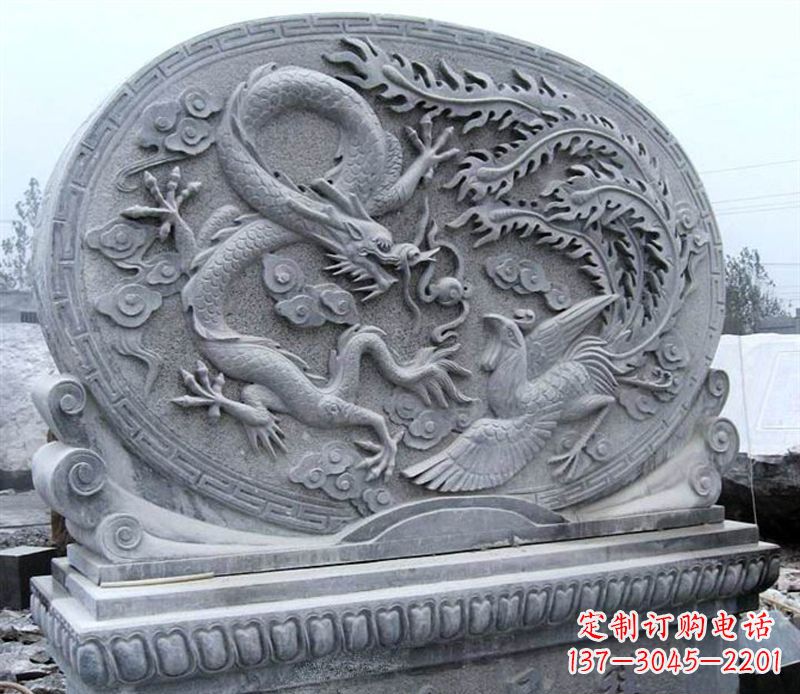 聊城青石古典美——龙凤呈祥雕塑
