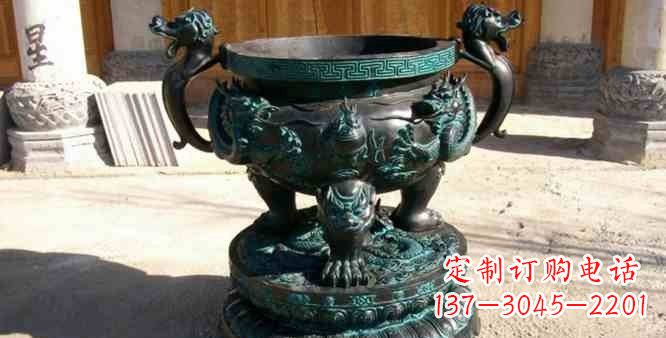 聊城青铜祭祀圆香炉雕塑