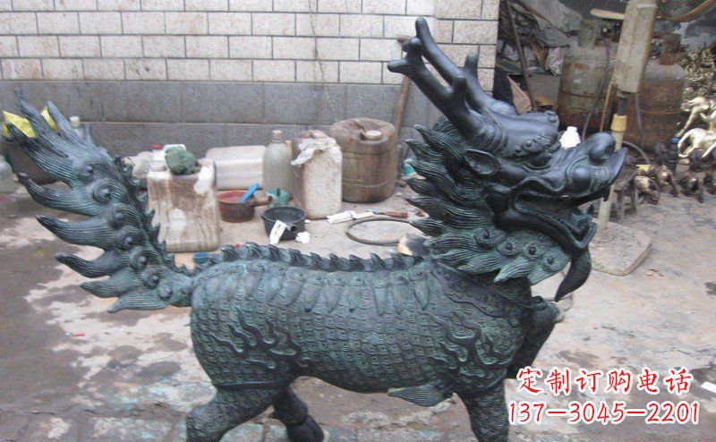 聊城青铜雕制神兽麒麟,艺术匠心之至