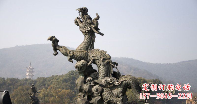 聊城中领雕塑|传统青铜神龙出水铜雕