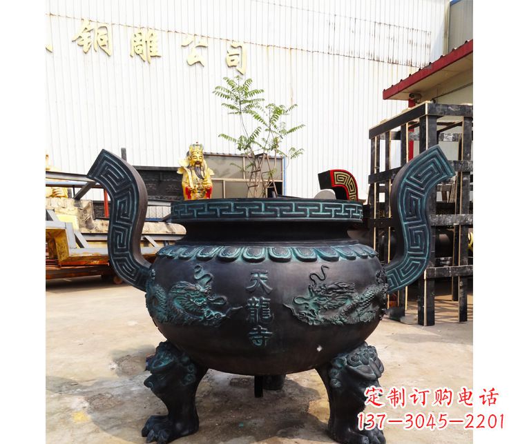 聊城精美青铜寺庙广场香炉雕塑