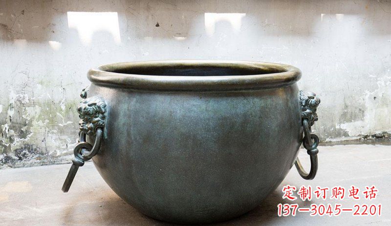 聊城精美青铜水缸雕塑,赏心悦目