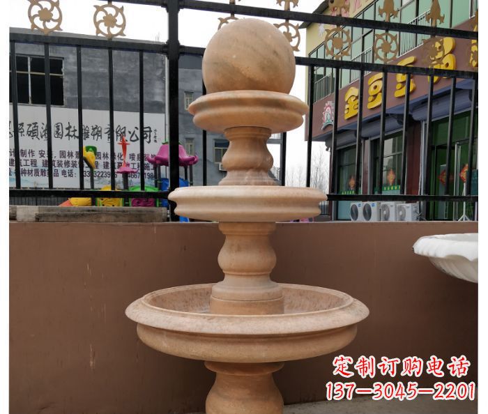 聊城风水球石雕,晚霞红别墅装饰精品