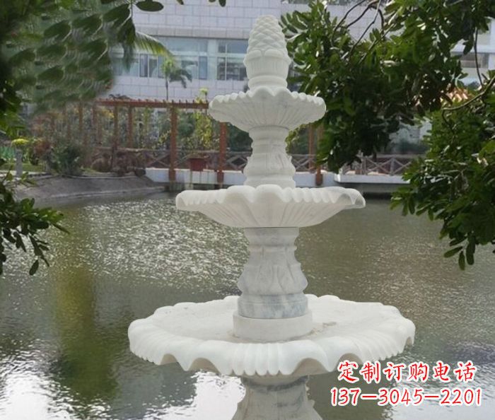 聊城精致美观的三层喷泉汉白玉公园石雕