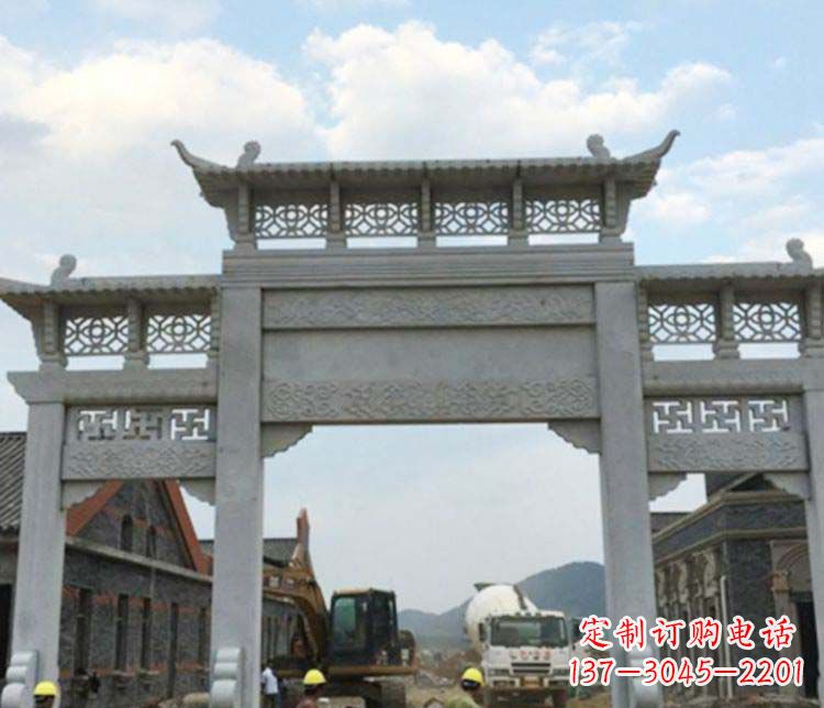 聊城三门大理石牌坊石雕 (2)
