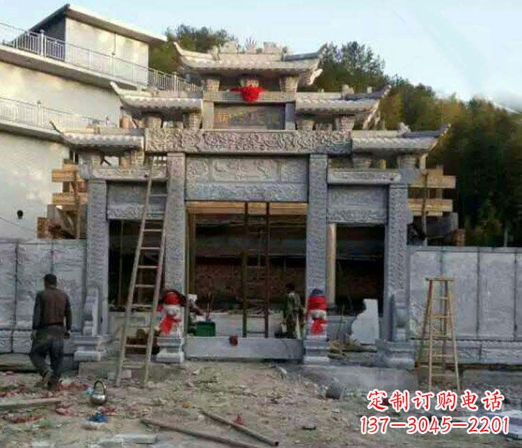 聊城三门仿古牌坊石雕