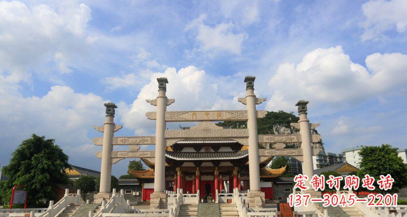 聊城三门牌坊简易石牌坊雕塑