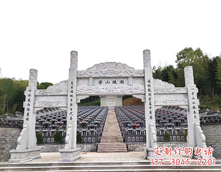 聊城精致雕刻的三门石牌坊雕塑