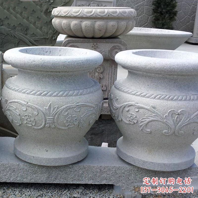 聊城砂岩花盆石雕,搭配室内装饰空间
