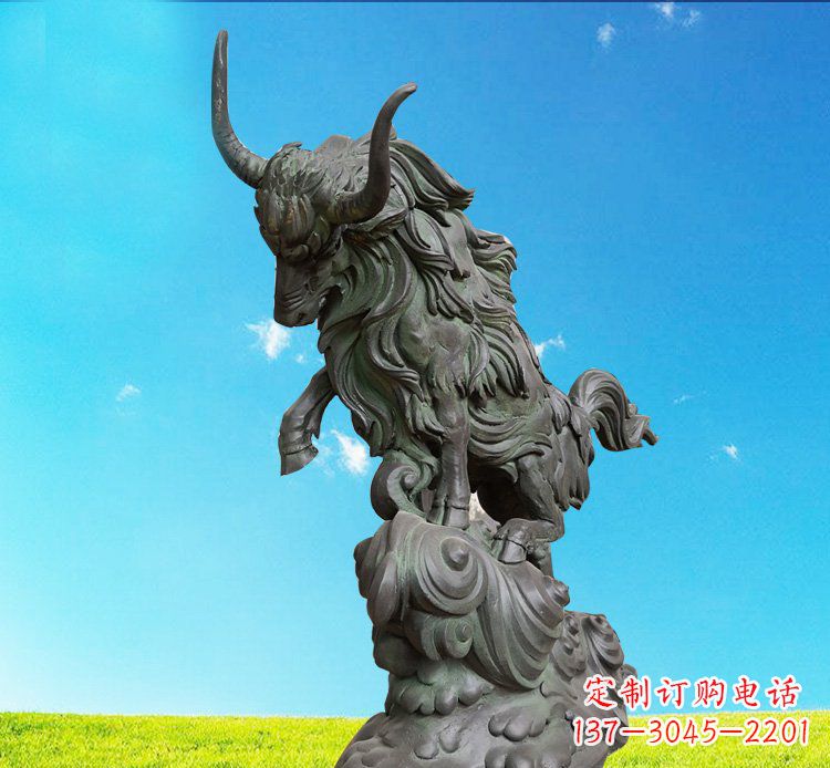 聊城中领雕塑神牛踏波铜雕