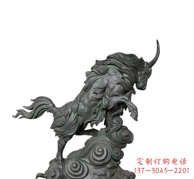 聊城神牛踏波绸缎精美铜雕