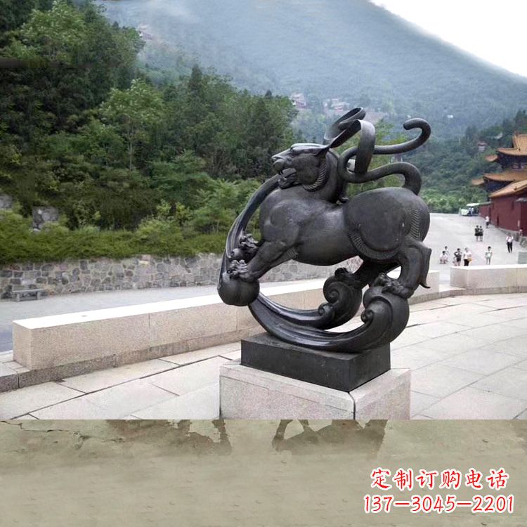 聊城神兽白虎铜雕塑,雕刻出传统中国文化之精髓