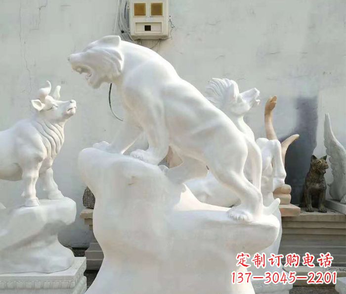 聊城中领雕塑:汉白玉老虎雕塑