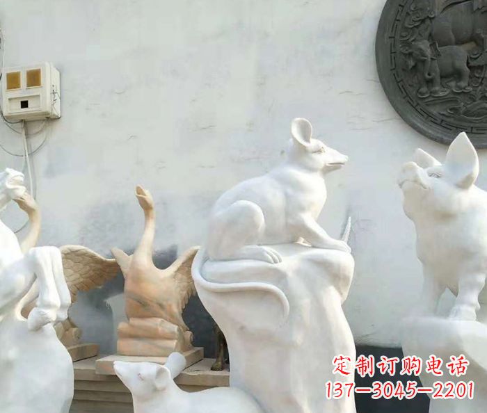 聊城独具个性的汉白玉老鼠石雕
