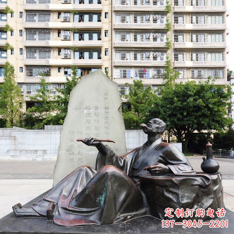 聊城尊贵古朴的古代诗人情景雕塑——杜甫雕塑
