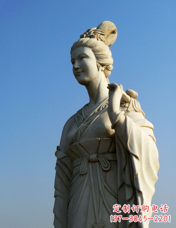 聊城十二花神九月菊花庞苏汉白玉美女雕像