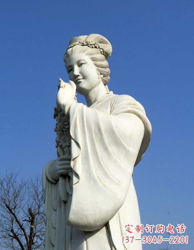 聊城十二花神之三月桃花息夫人汉白玉精美美女雕像