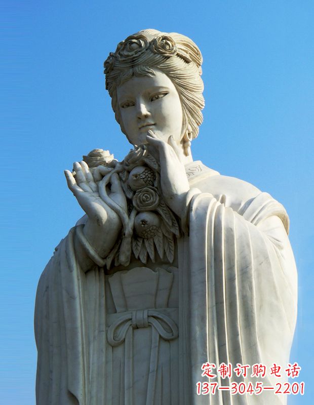 聊城石榴之美——十二花神之五月石榴李氏汉白玉古代美女雕像