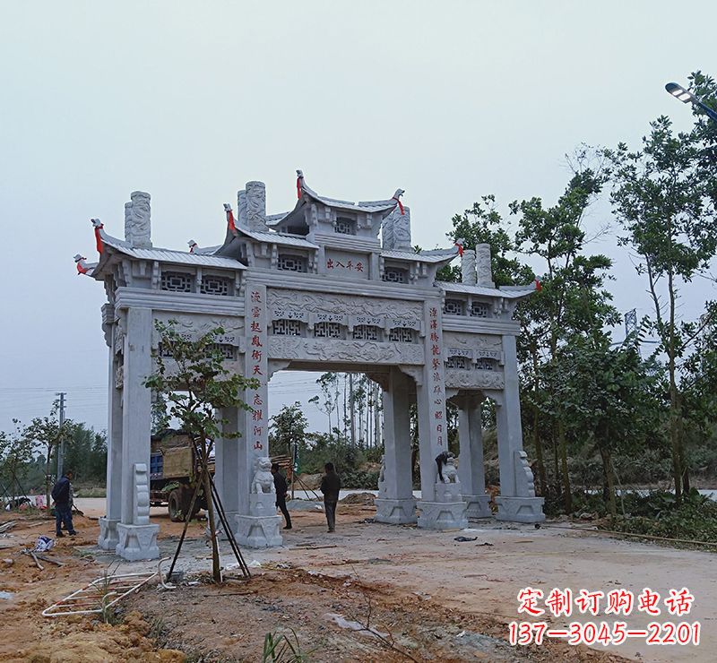 聊城石材浮雕墙 仿古牌坊