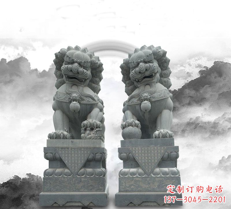 聊城石雕大理石狮子雕塑——定制精品雕塑