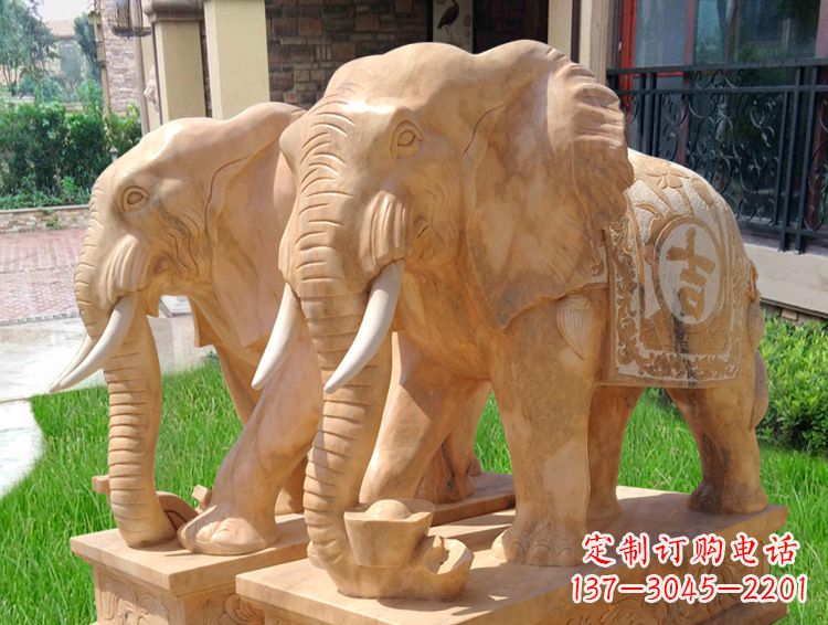 聊城石雕大象风水的精美雕塑