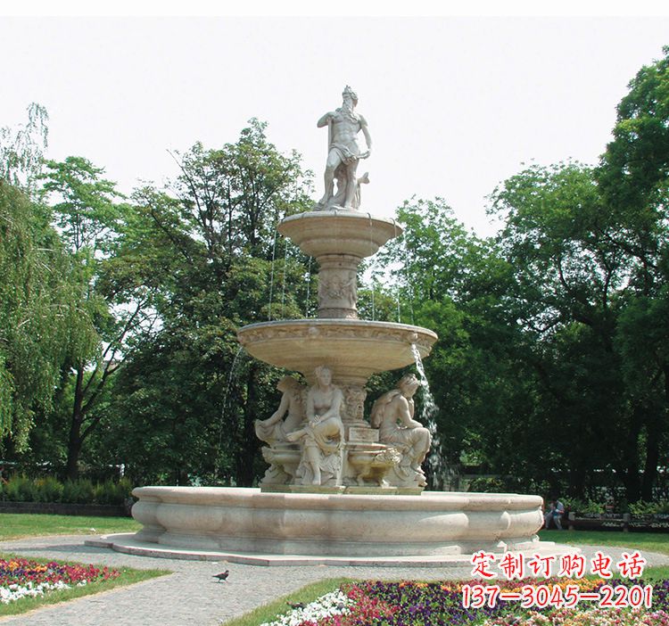 聊城石雕跌水喷泉塑型，给园林增添美感