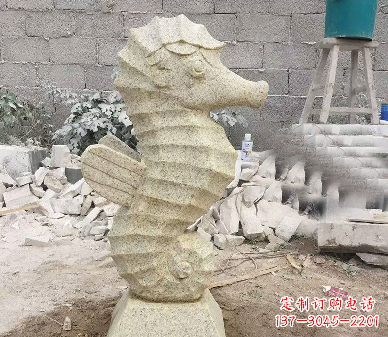 聊城石雕公园动物海马摆件