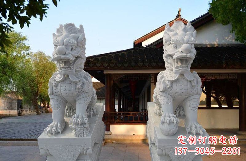 聊城精美汉白玉麒麟雕塑