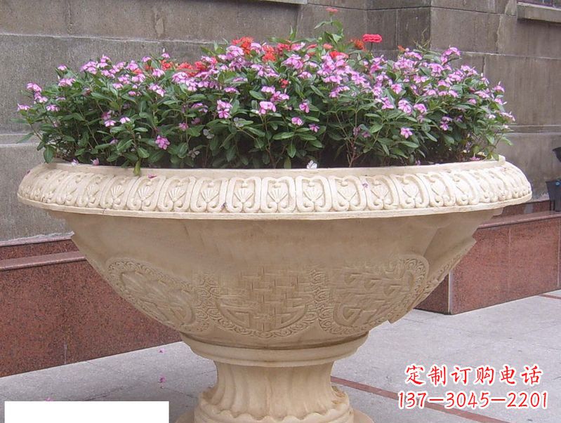 聊城石雕花盆公园景观雕塑